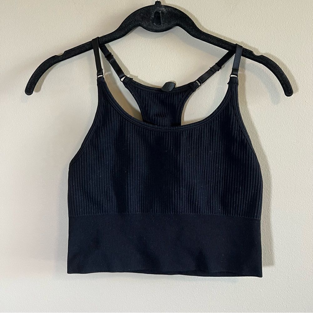 ✨ Balance Athletica Women’s Ribbed Longline Sports Bra Black Medium